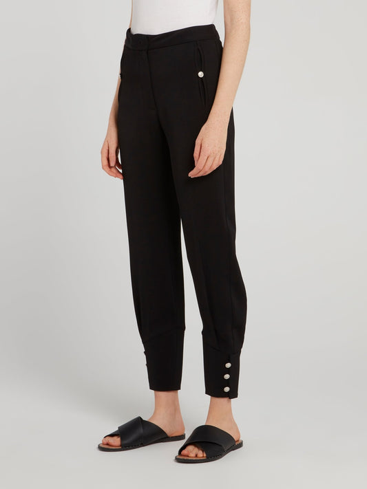 Black Cuffed Tapered Pants
