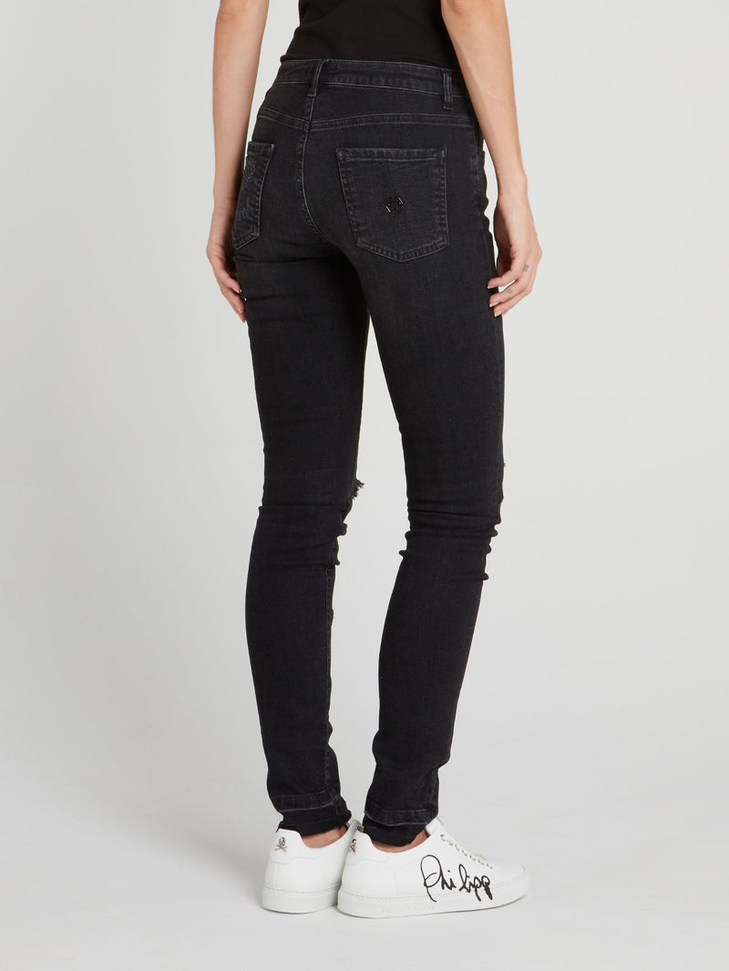 Morgan Black Distressed Skinny Jeans