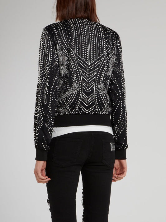 Black Multi-Stud Bomber Jacket