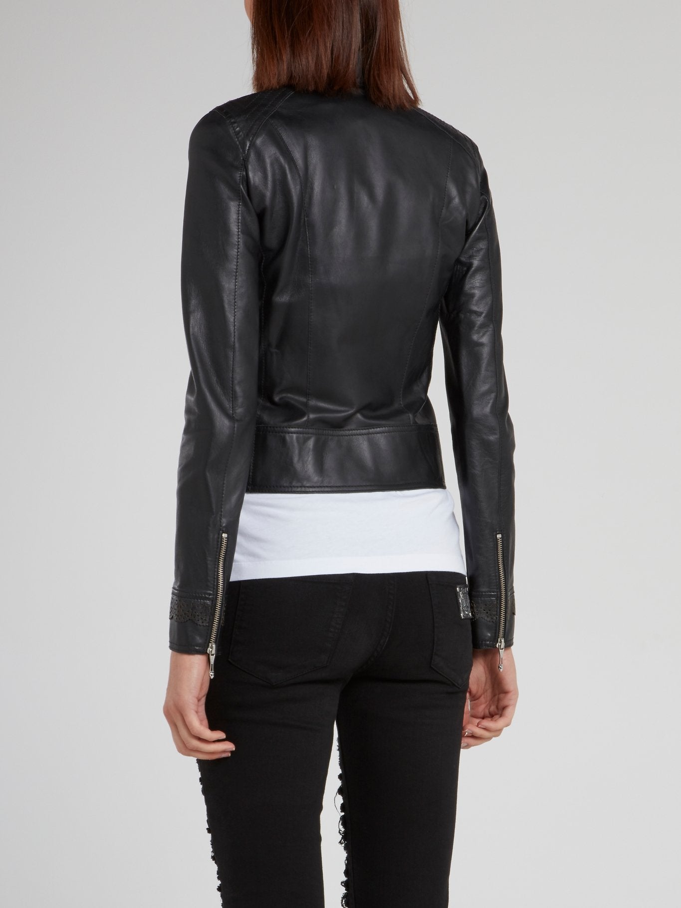 Cropped Leather Sports Jacket