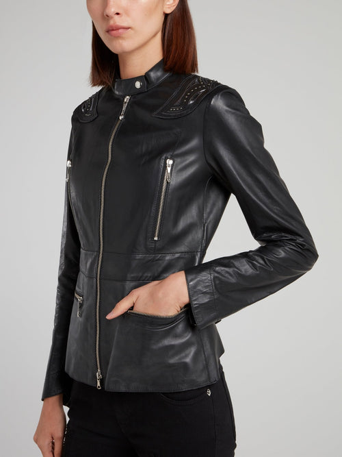Black Leather Sports Jacket