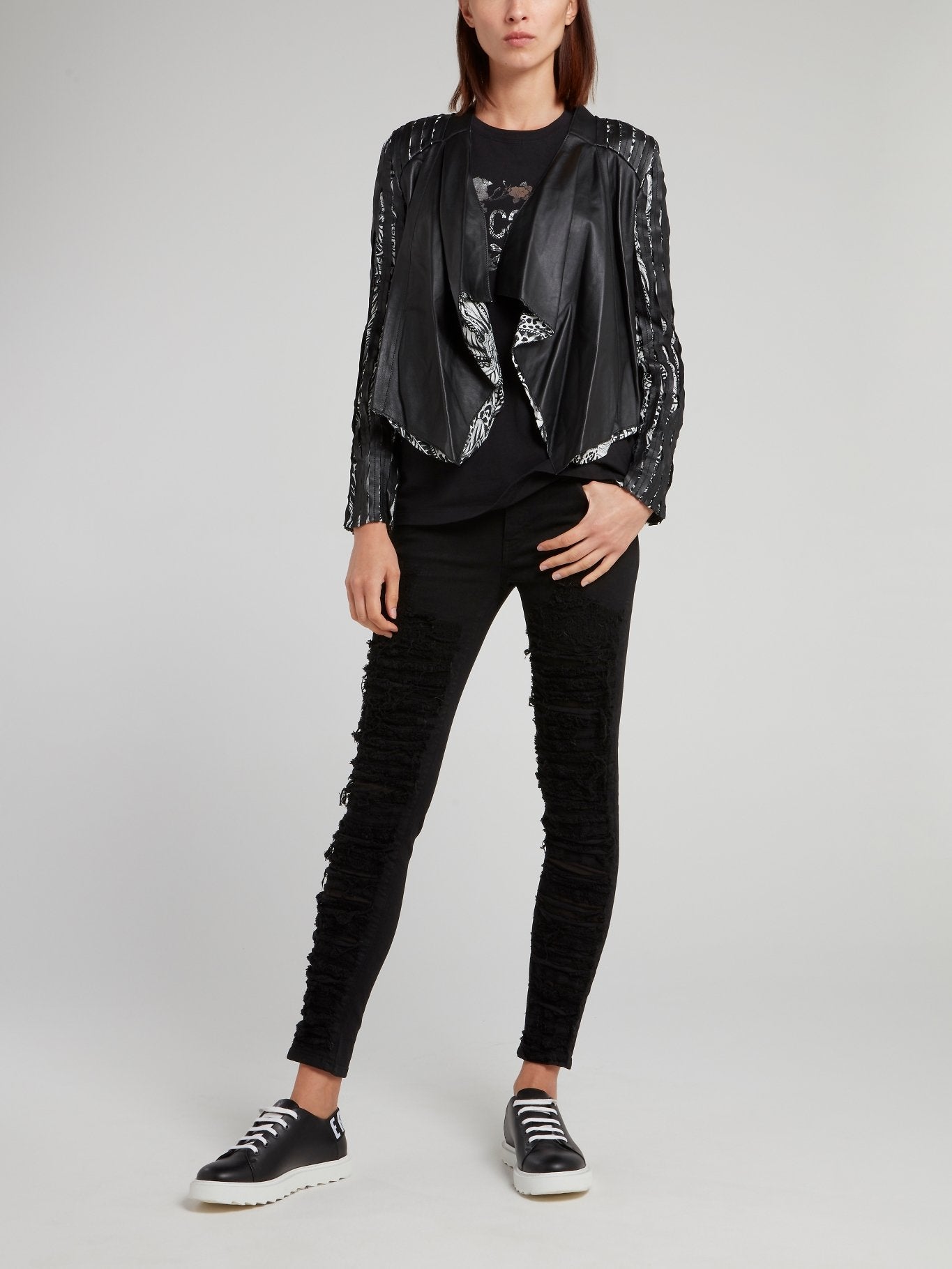 Black Striped Leather Jacket