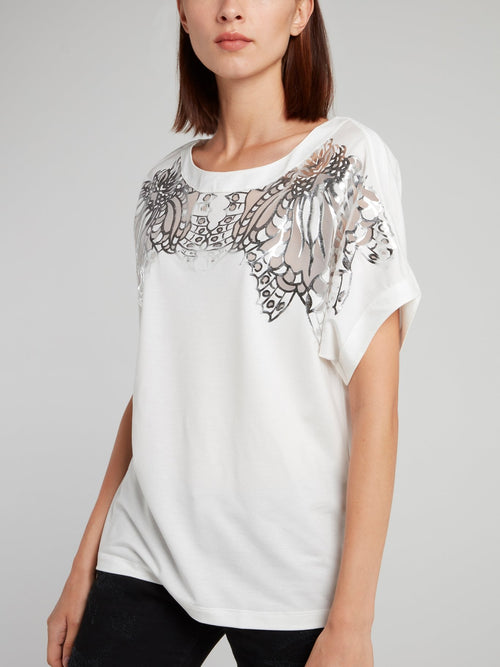 White Glossy Print Shirt