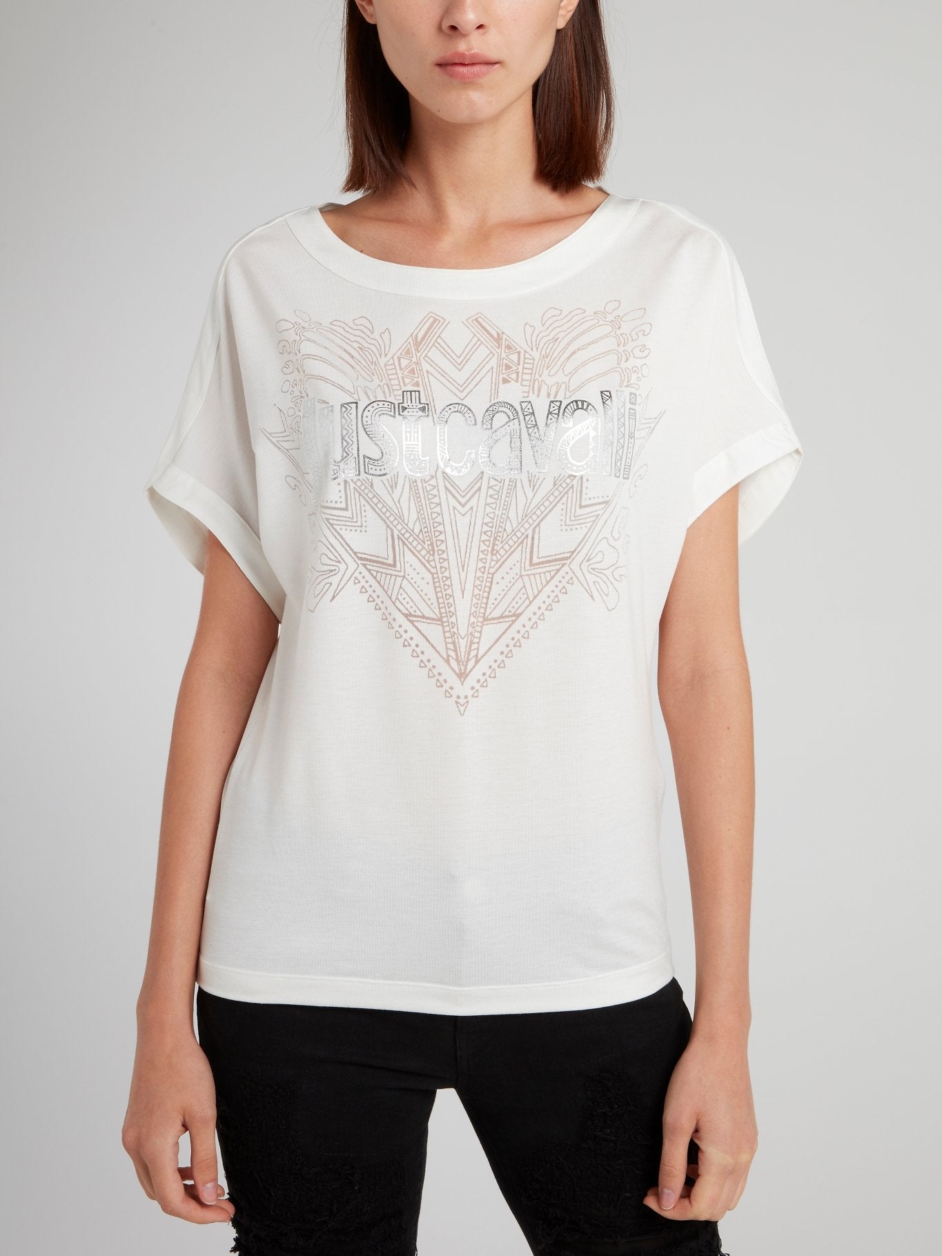 White Foil Print Logo Shirt