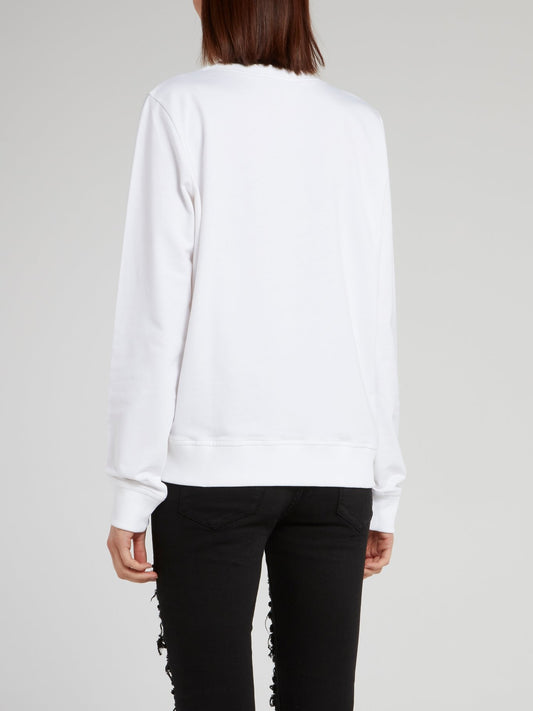 White Crystal Embellished Sweatshirt