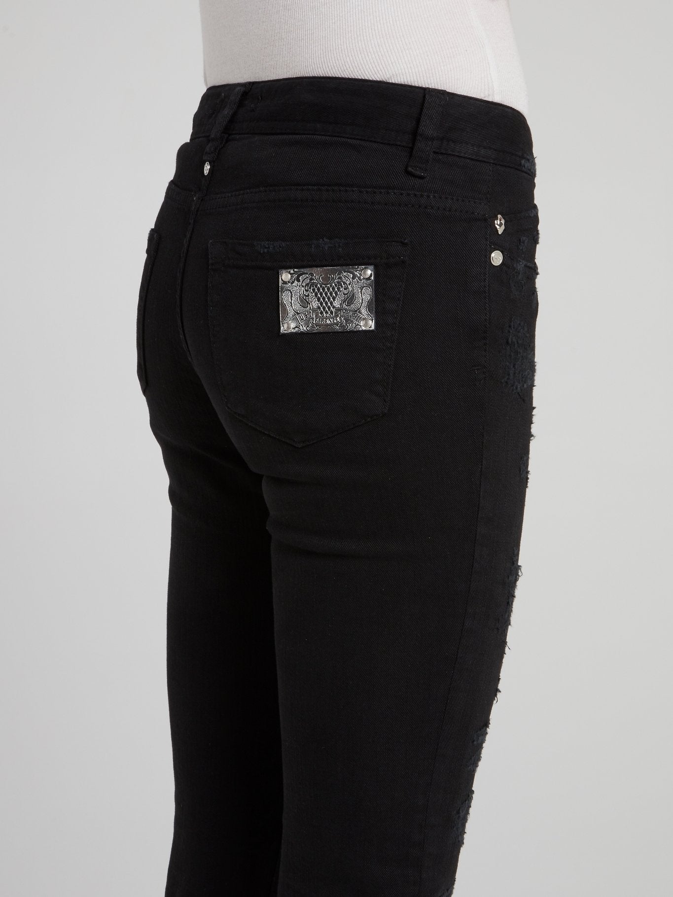 Black Distressed Cropped Jeans