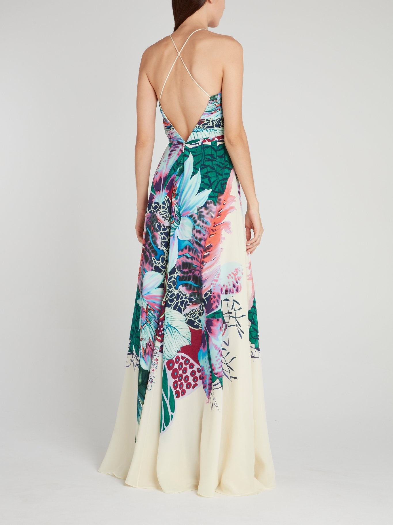 tropical silk dress Women's Booked the Trip Peach Multi Tropical Print Maxi Dress | Color: Orange | Size: S