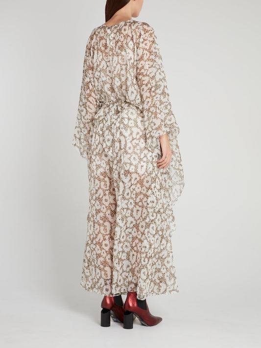 Leopard Effect Keyhole Silk Dress
