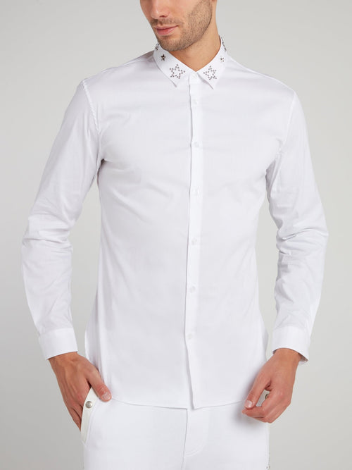White Star Embellished Collar Shirt