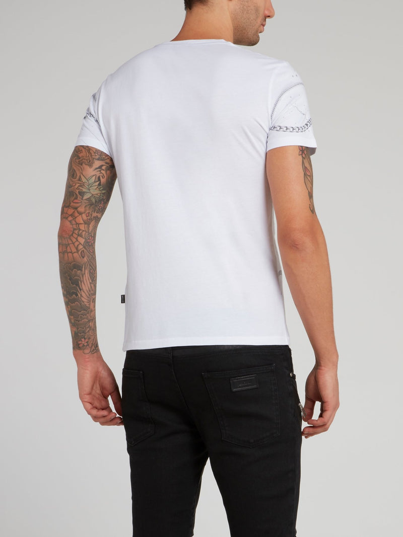 White Sketch Print T-Shirt