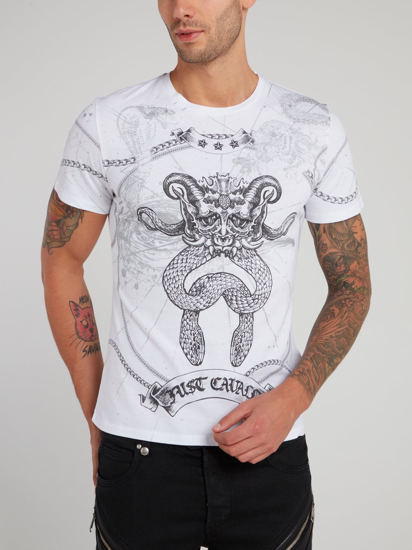 White Sketch Print T-Shirt
