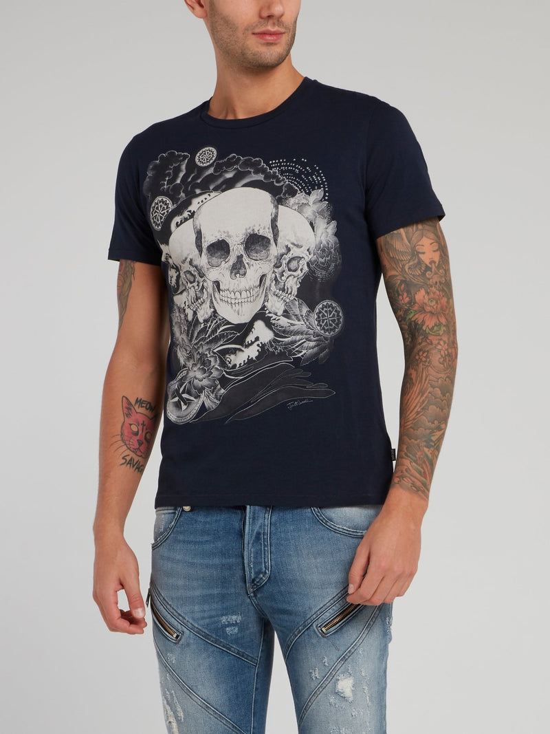 Navy Skull Sketch T-Shirt