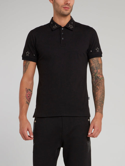 Black Studded Star Polo Shirt