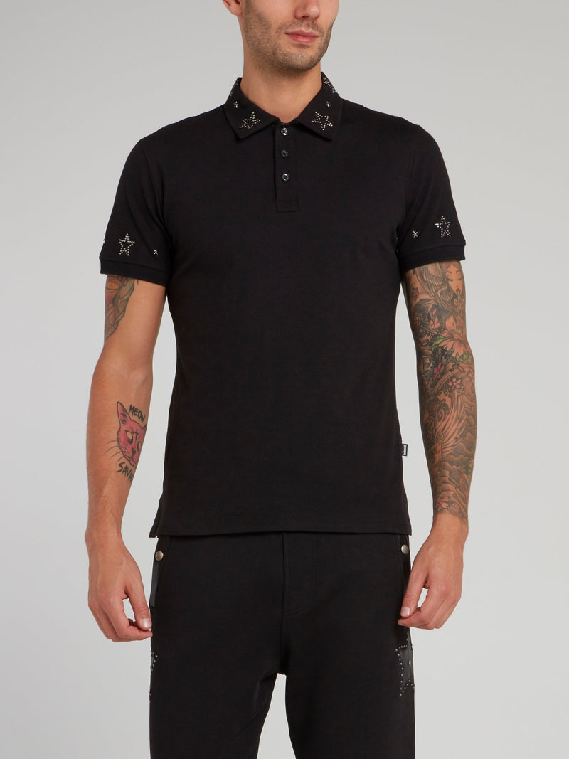 Black Studded Star Polo Shirt