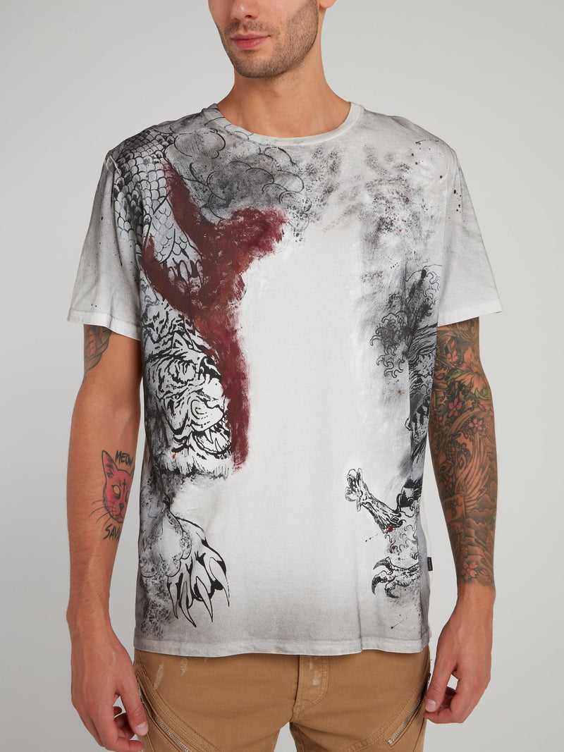 White Charcoal Print T-Shirt