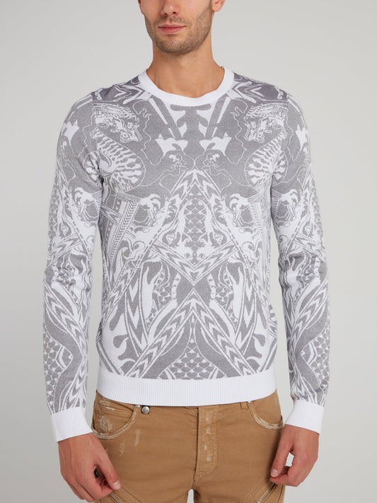 White Patterned Pullover