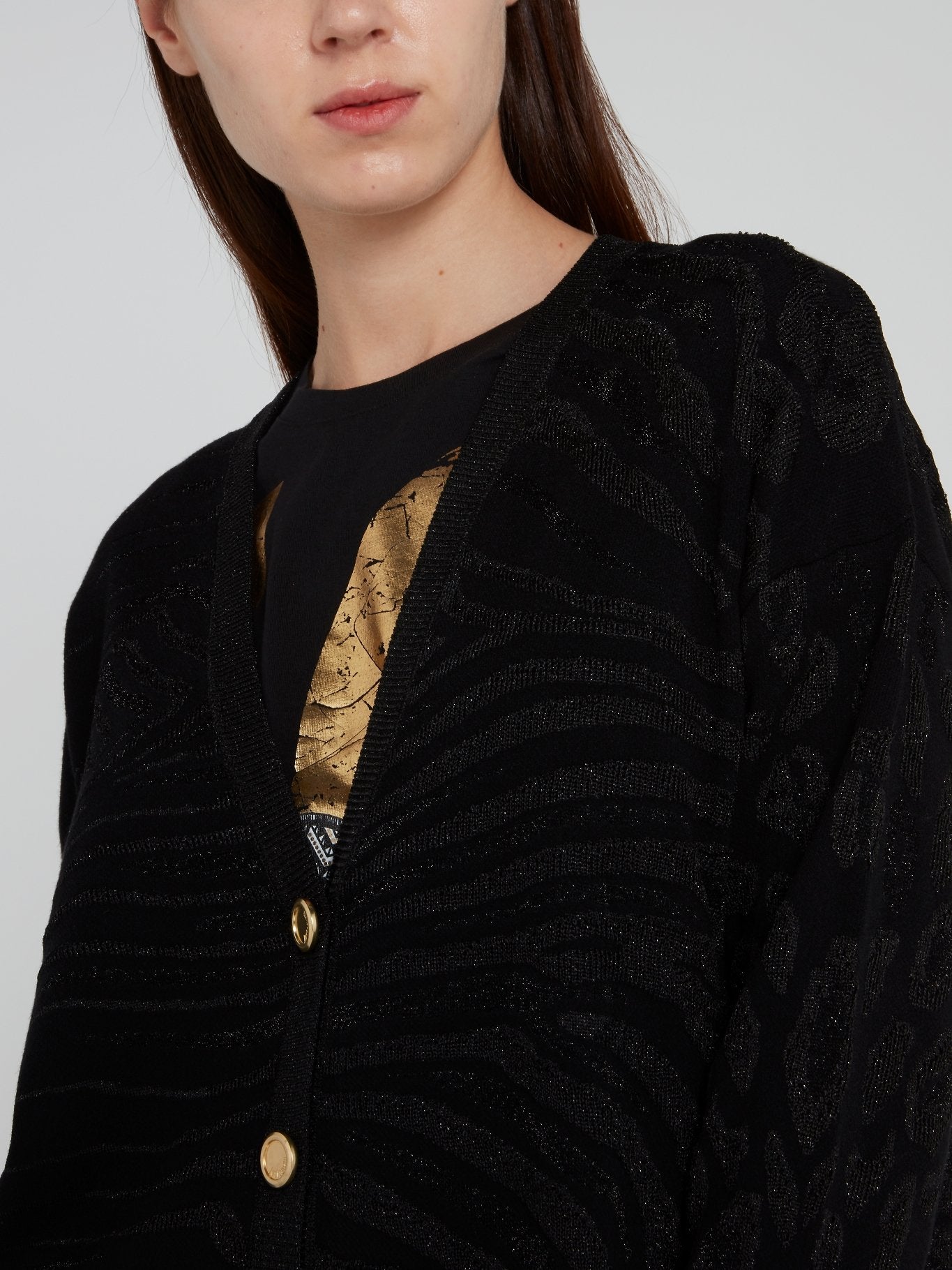 Black Glitter Fabric Pattern Pullover