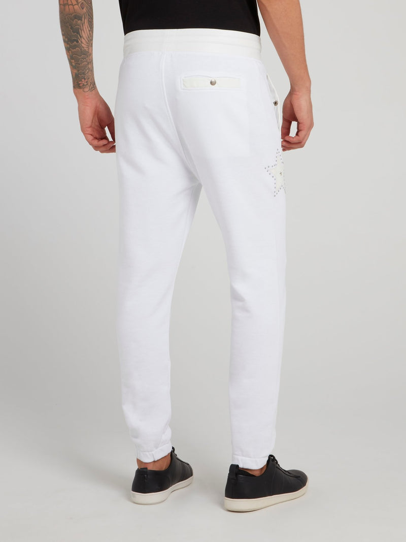 White Leather Panel Track Trousers