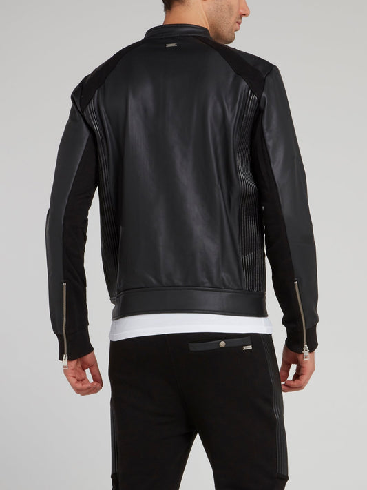 Black Leather Sweat Jacket