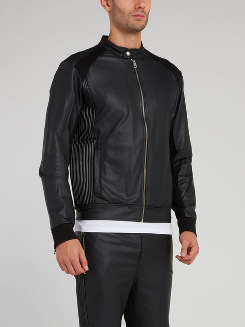 Black Leather Sweat Jacket