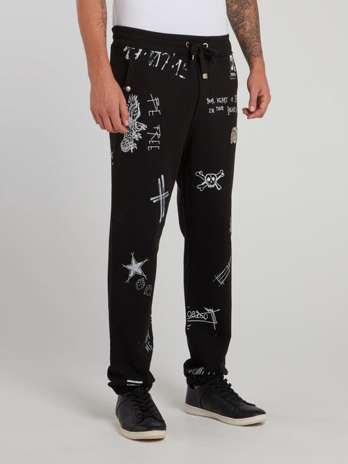 Gothic Doodle Print Trousers