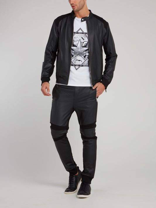 Black Drawstring Leather Trousers