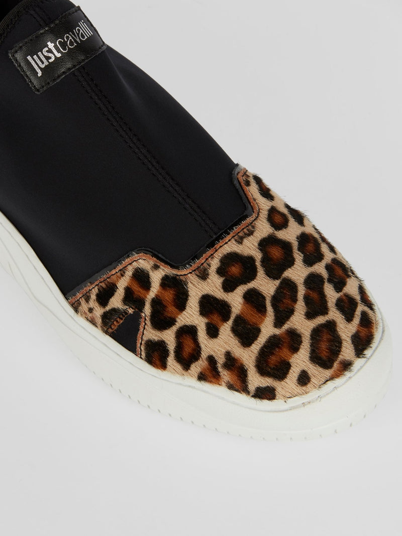 Leopard Panel Platform Sneakers