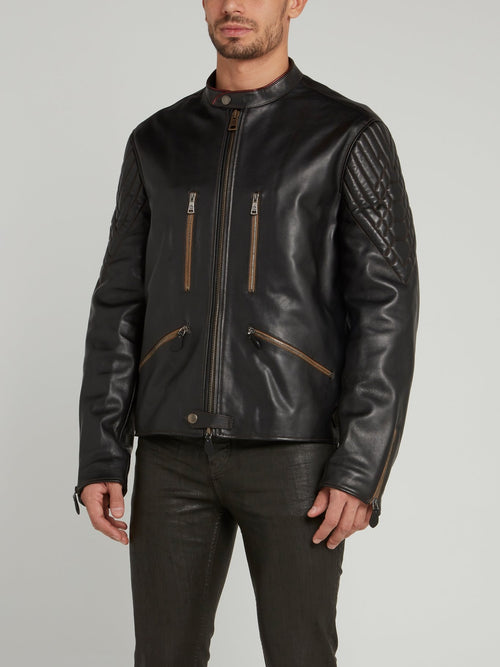 Ovis Aries Leather Biker Jacket