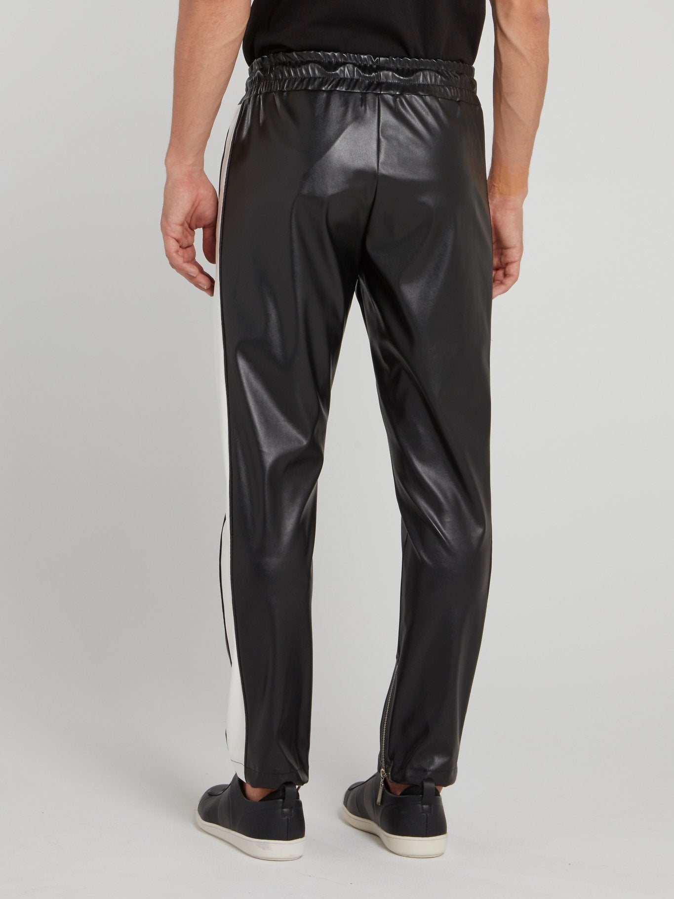 Black Drawstring Leather Pants