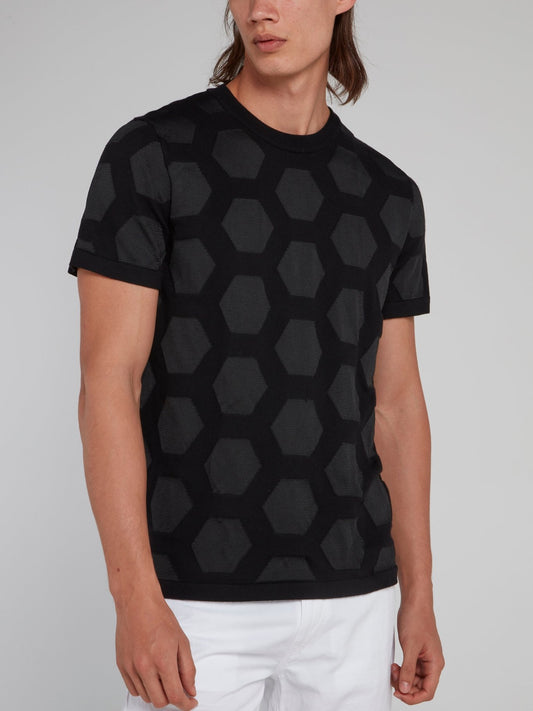 Черная футболка с геометрическим принтом Hexagon