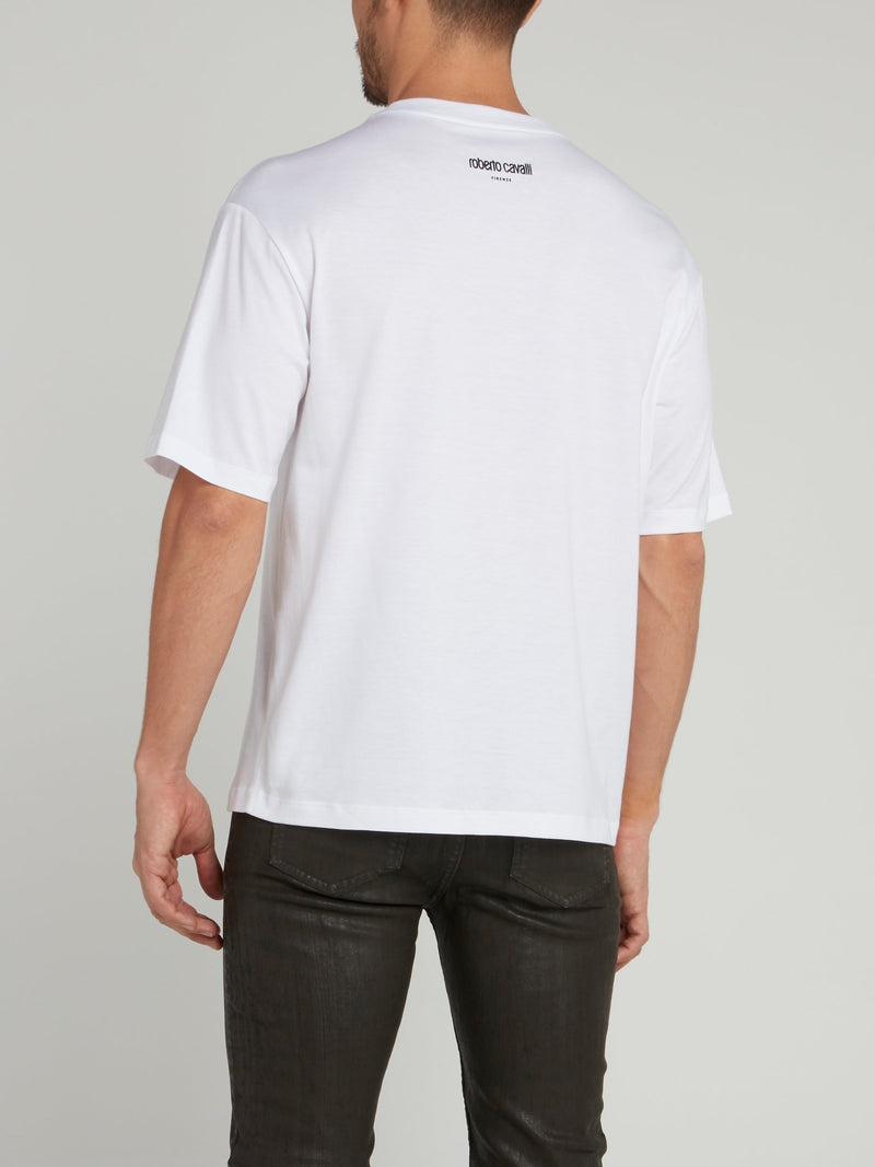 White Logo Half Sleeve T-Shirt