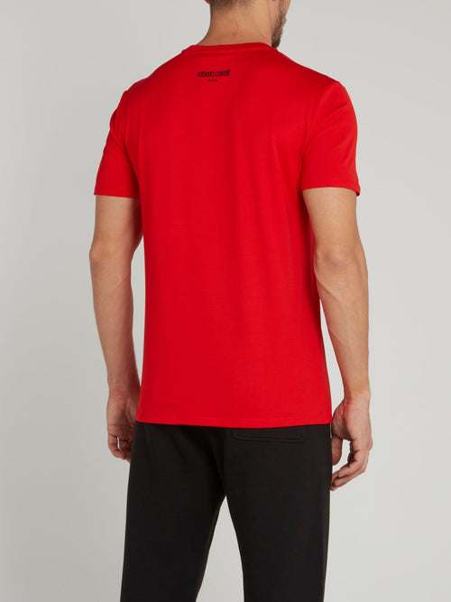 Red Logo Knitted T-Shirt