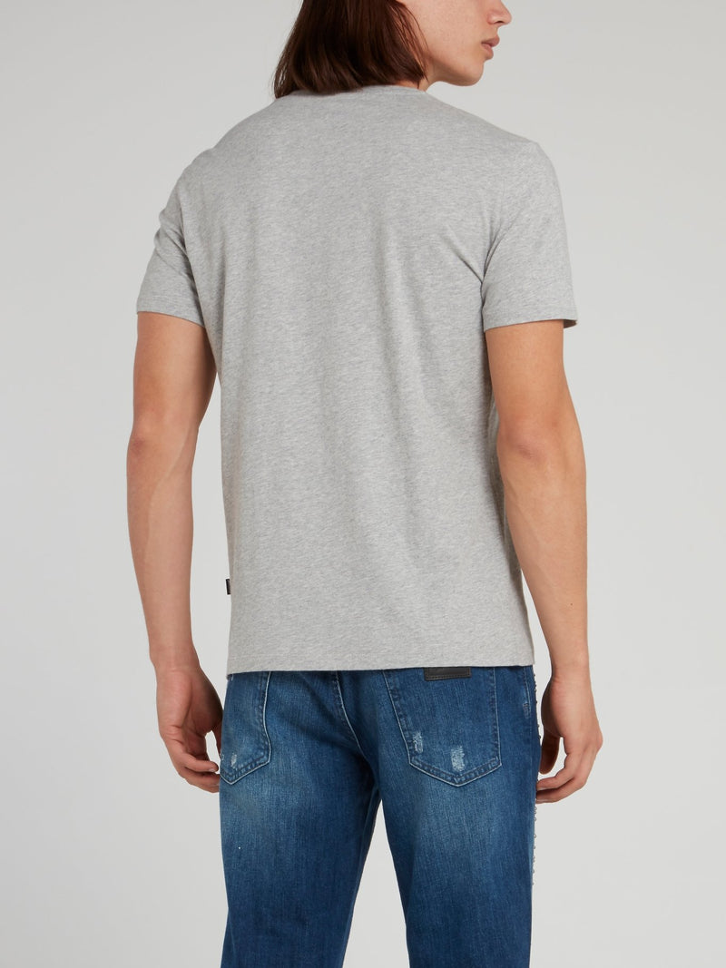 Grey Studded Logo T-Shirt