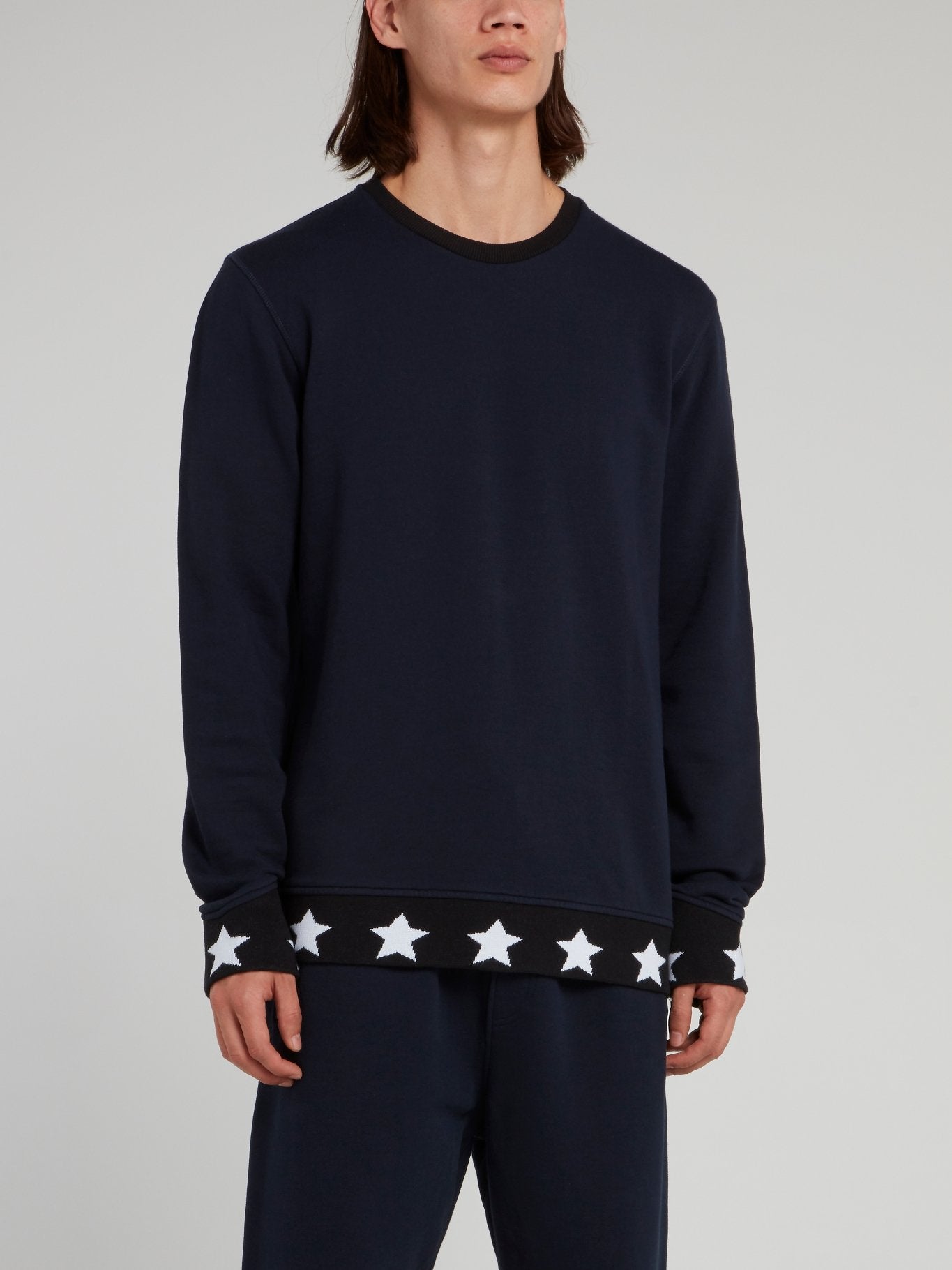 Navy Star Print Edge Sweatshirt