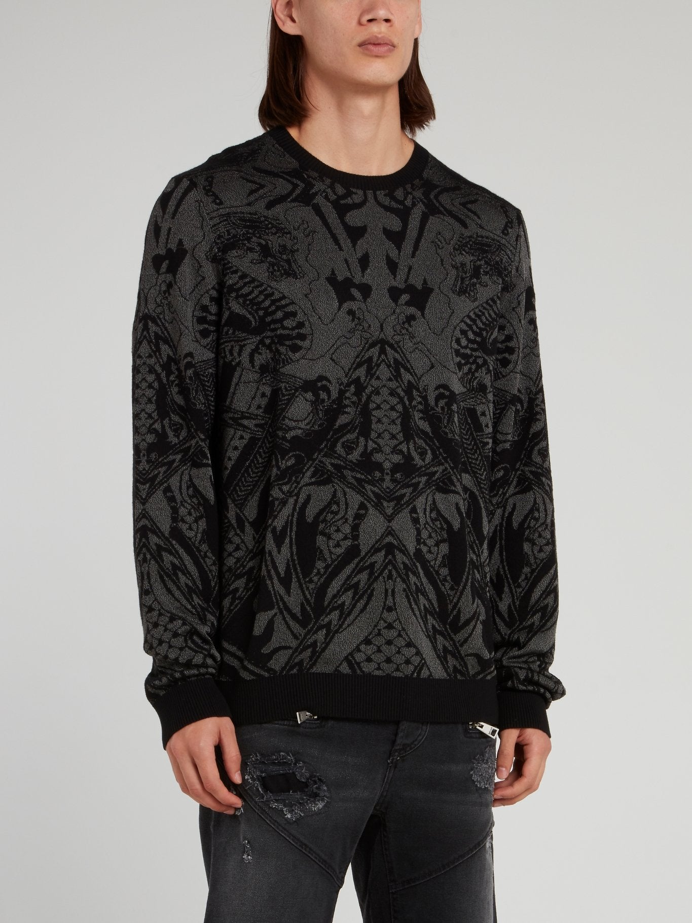 Black Patterned Pullover