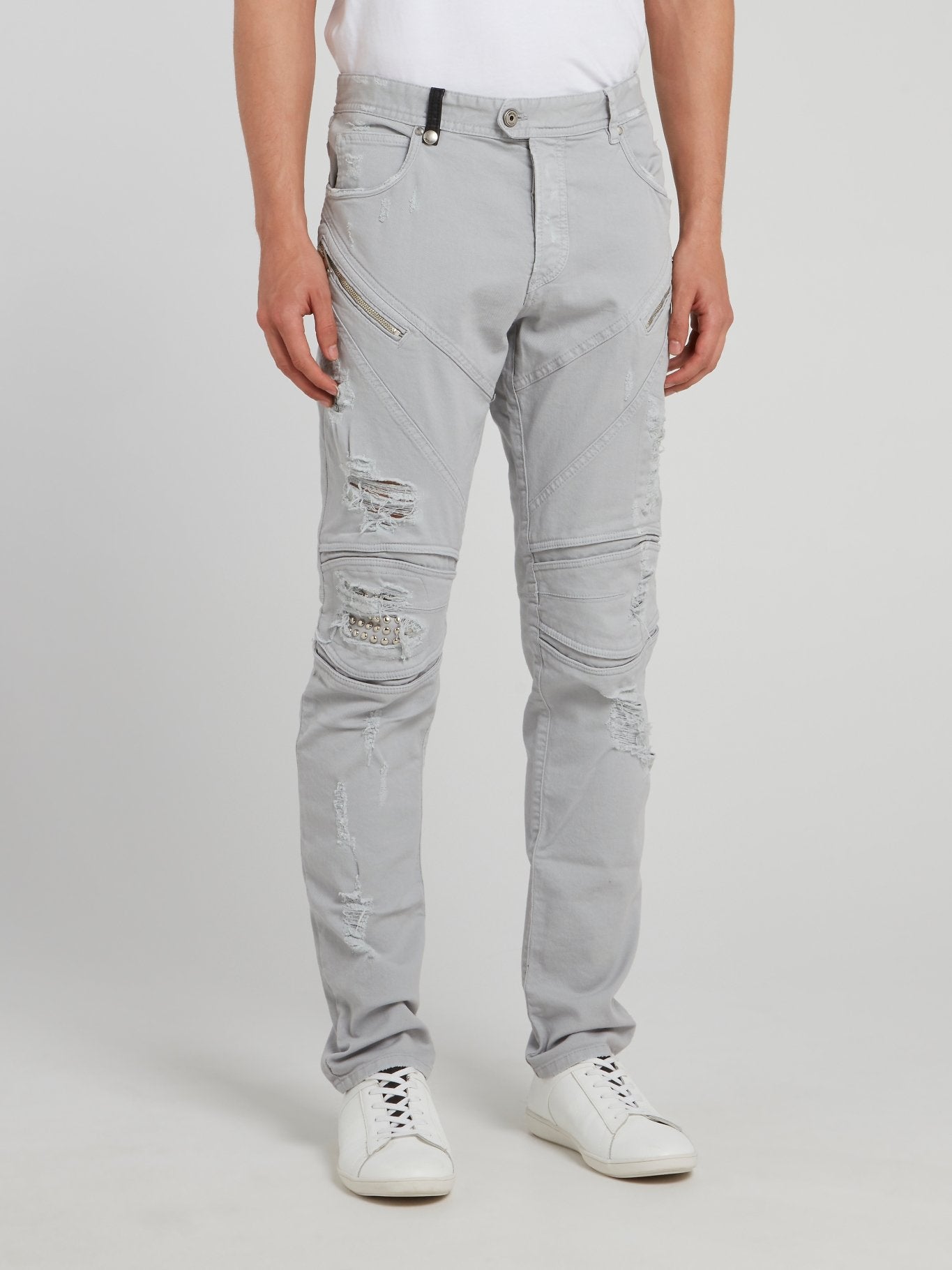 Light Grey Distressed Trousers
