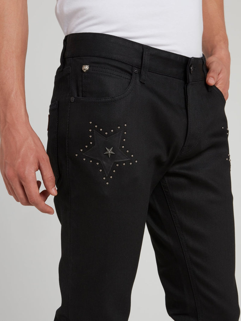 Черные брюки с декором в виде звезд