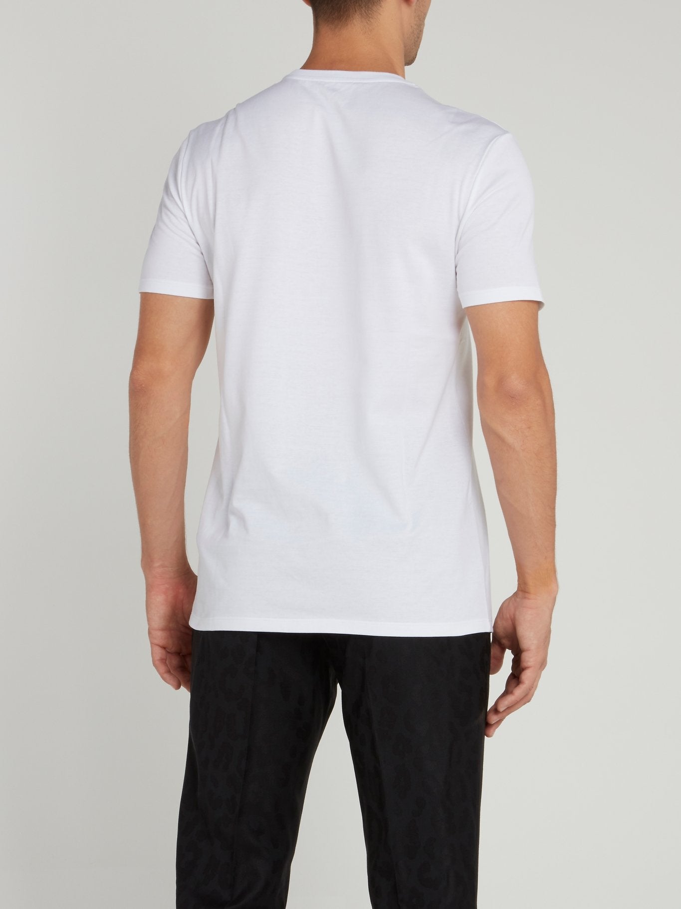 White Ribbed Logo T-Shirt
