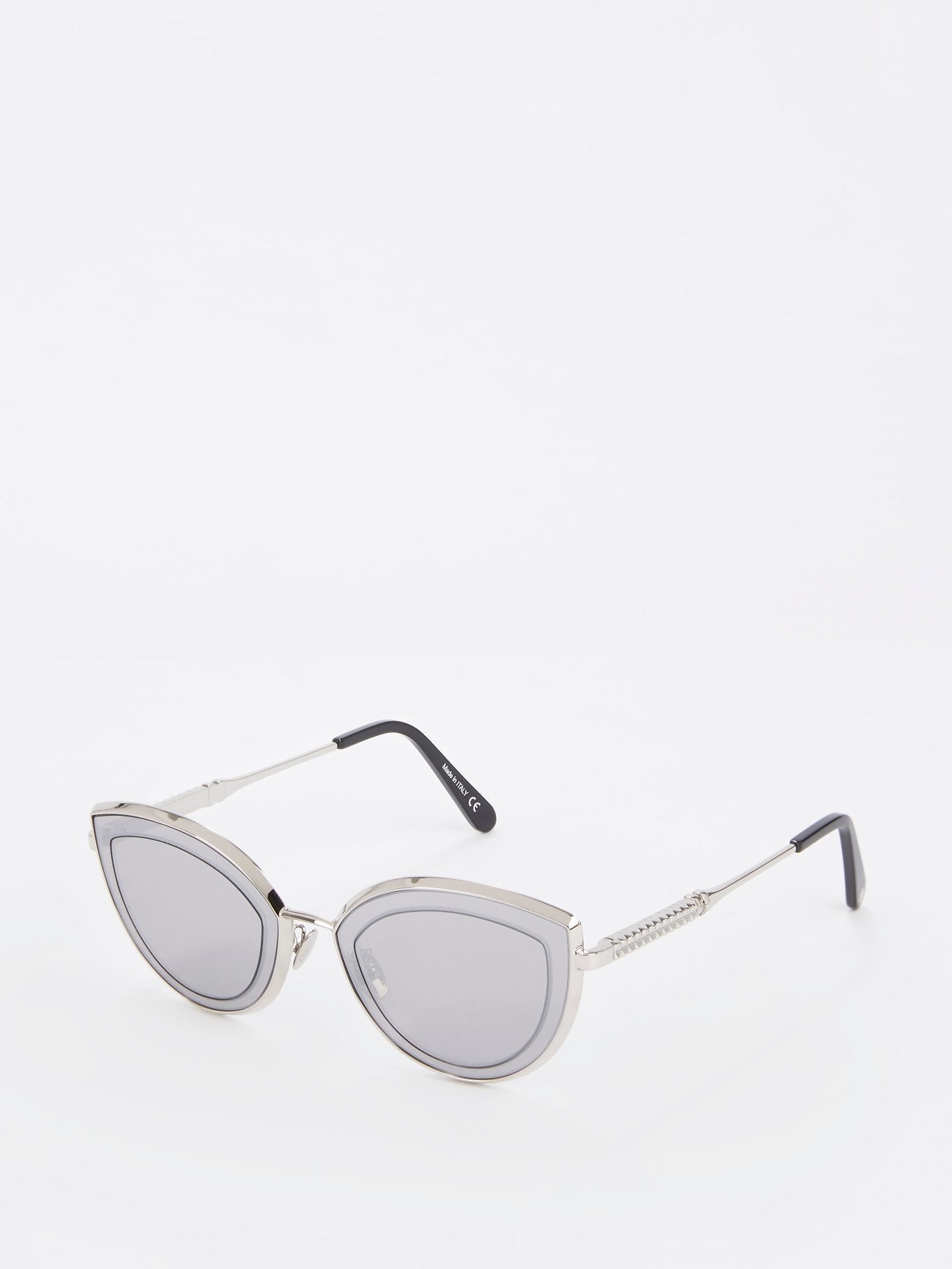 Silver Mirror Flat Cat Eye Sunglasses