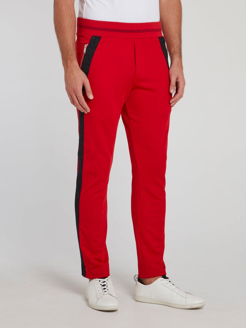 Красные брюки на резинке с логотипом