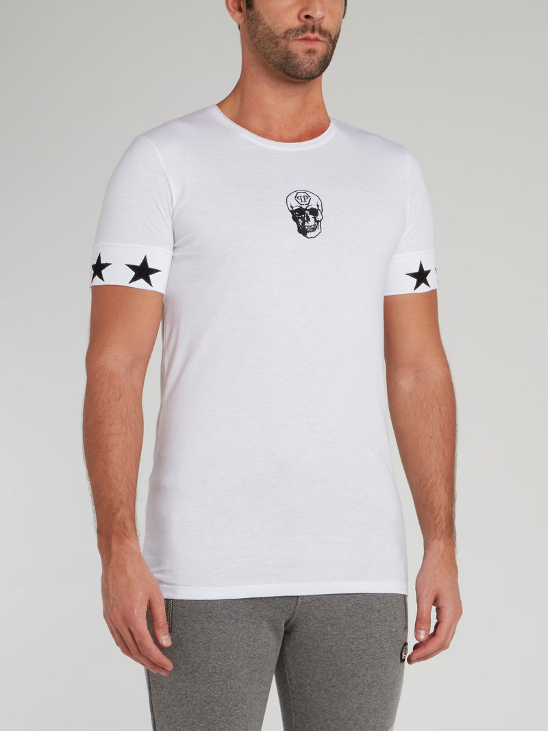 White Stars Skull Cotton T-Shirt