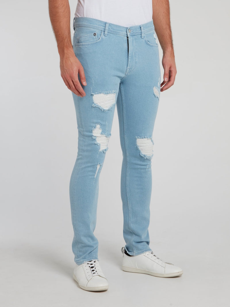 Blue Distressed Skinny Jeans