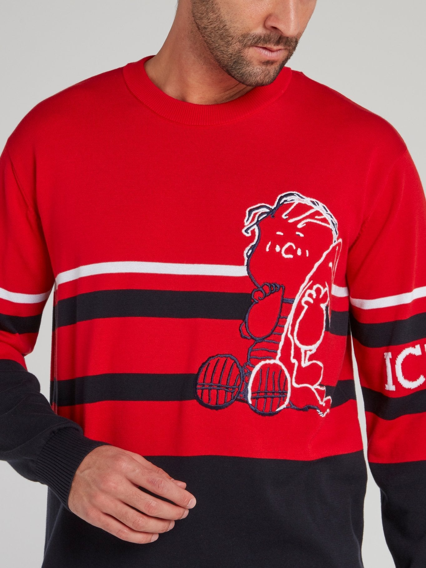 Красный трикотажный свитер с рисунком Charlie Brown