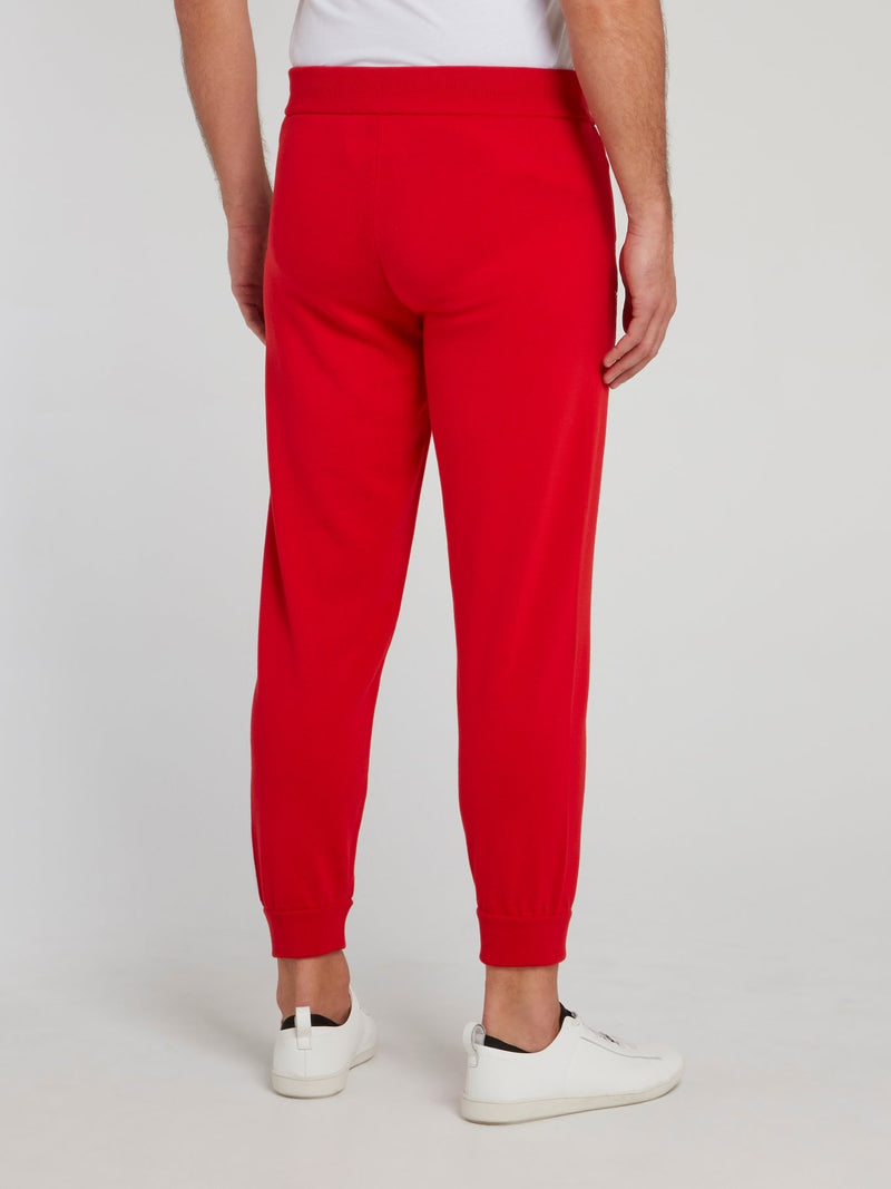 Red Logo Side Stripe Knitted Trousers