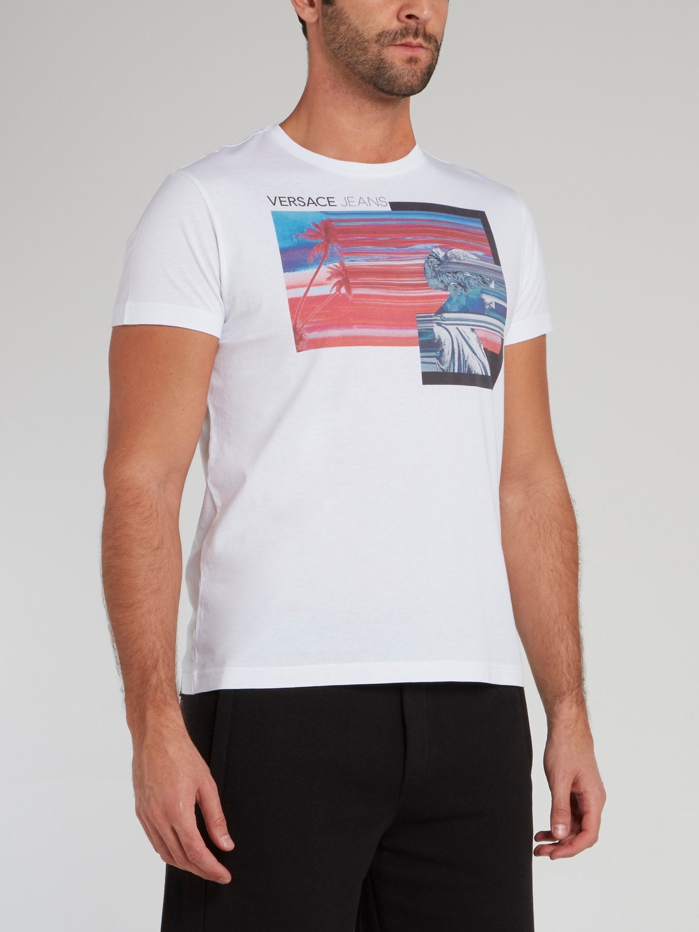 White Graphic Print Jersey T-Shirt