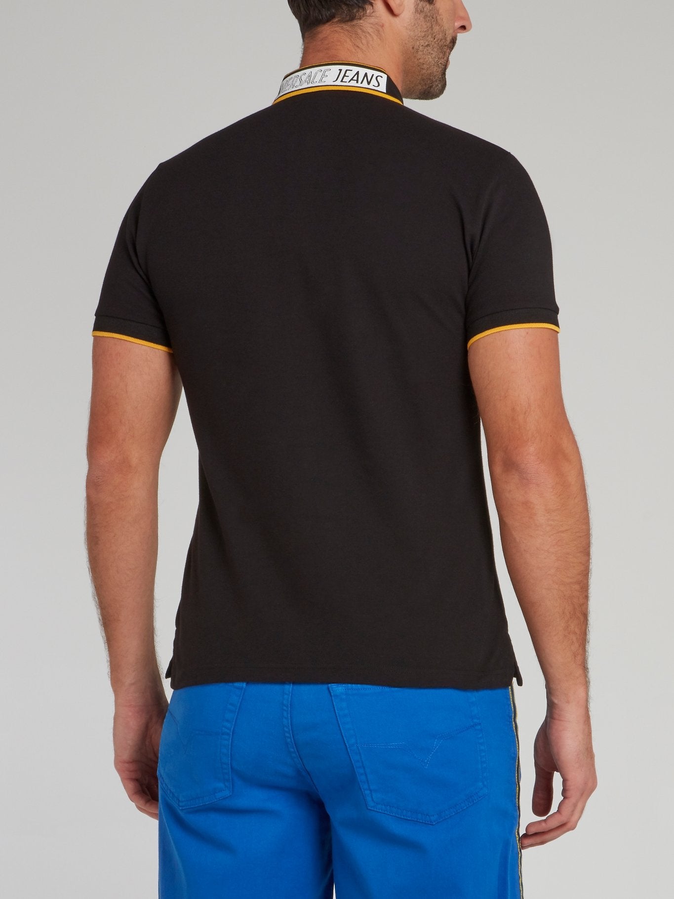 Black Piquet Stretch Polo Shirt