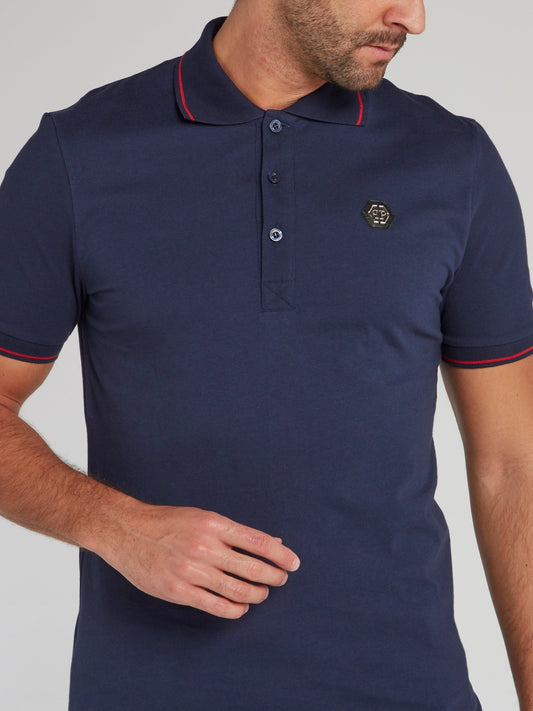 Navy Logo Appliquéd Polo Shirt