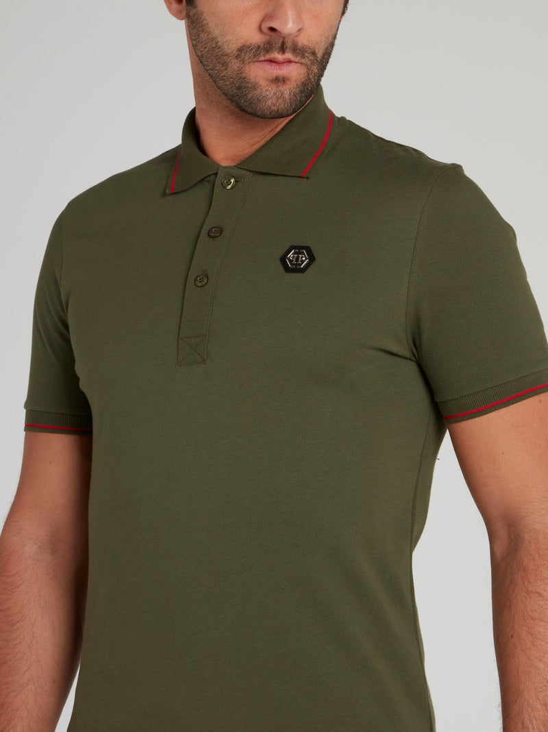 Olive Logo Appliquéd Polo Shirt