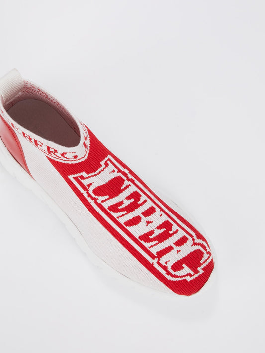 Красные кроссовки-носки с логотипом