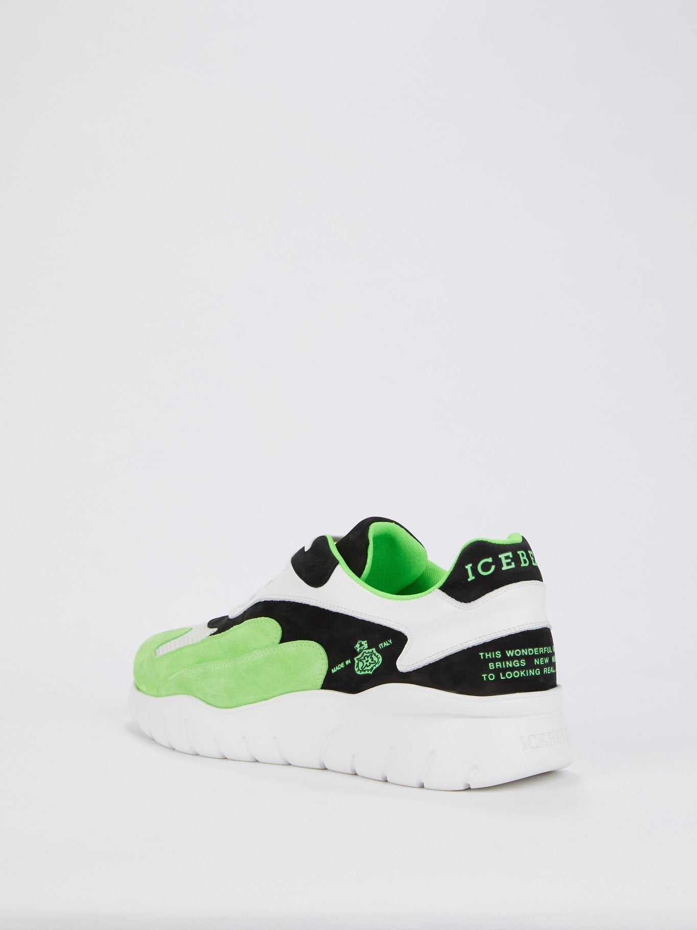 Green Suede Panel Platform Sneakers